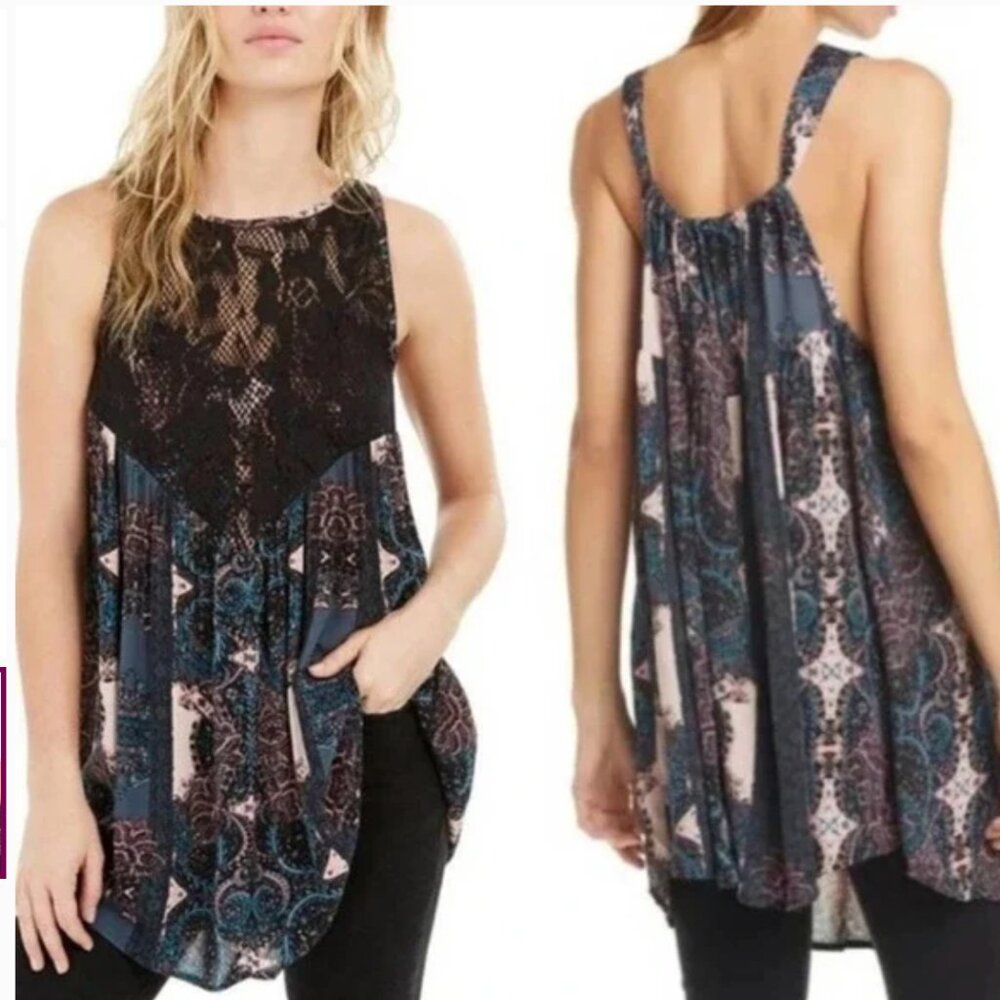 free people black lace tunic / mini dress